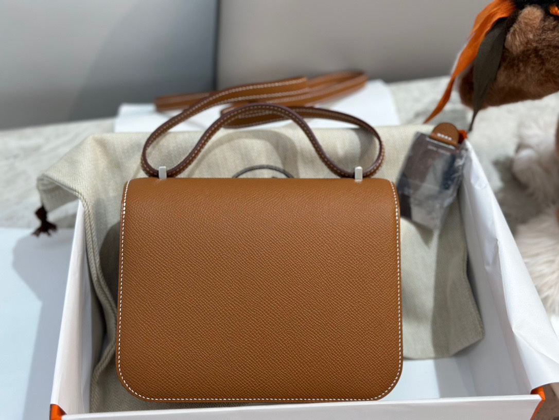 Hermes Constance 18 Mini Shoulder Bag In Brown Epsom Leather